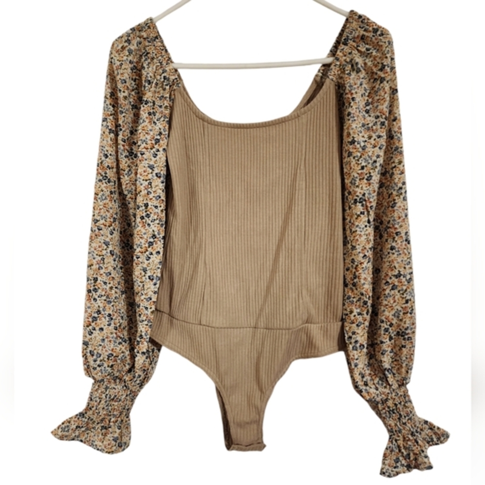 Promesa ribbed floral‎ snap button bodysuit